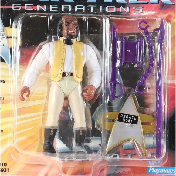 Star Trek Generations Action Figures Soran, Worf, Guinan 1994 Sealed Cards - Picture 6 of 10